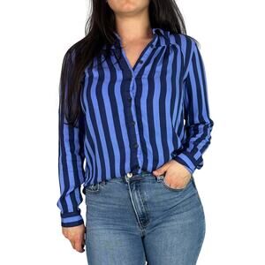 Anthropologie Maeve Breckenridge Blue Striped Button Down Shirt